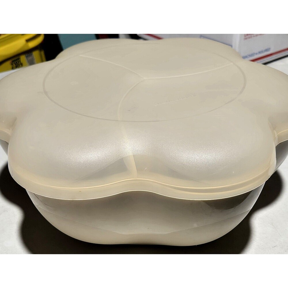 Vintage Tupperware Party Tray Chip Dip Set 4624A Divided w/ Lids